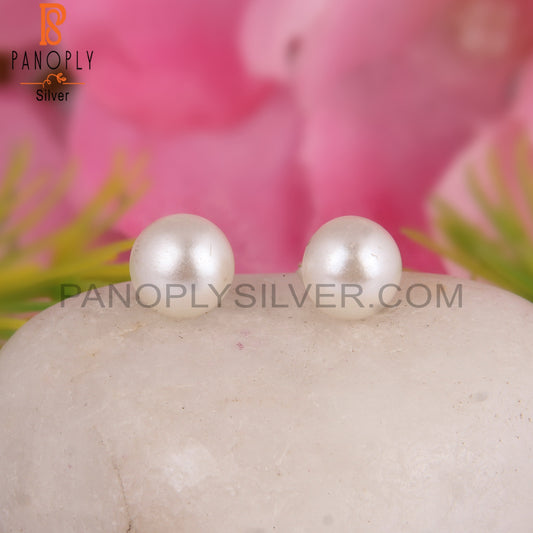 Stylish Pearl Round Shape 925 Silver Earrings