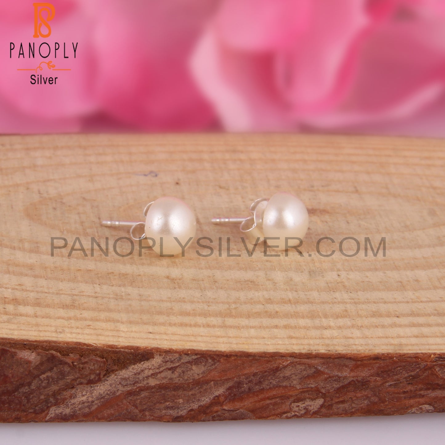 Stylish Pearl Round Shape 925 Silver Earrings