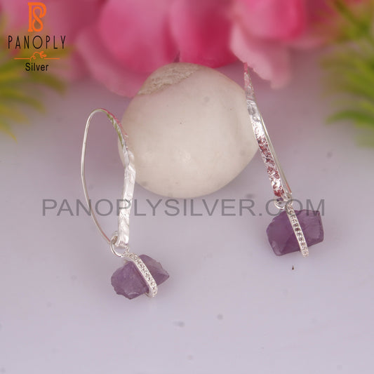 White Topaz & Amethyst 925 Sterling Silver Drop Earrings