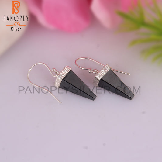 Hematite Pyramid Shape 925 Sterling Silver Drop Earrings