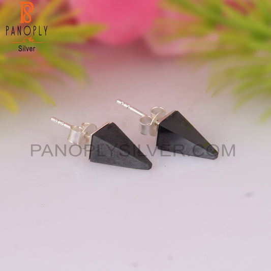 Hematite Pyramid Shape 925 Sterling Silver Earrings