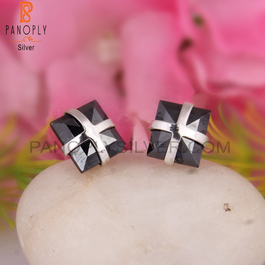 Hematite Square Shape 925 Sterling Silver Studs Earrings