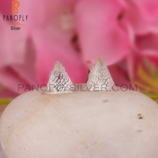 Crystal Quartz Triangle 925 Sterling Silver Studs Earrings