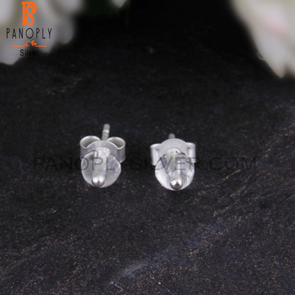 Natural Crystal Quartz Gemstone Silver Studs Earrings