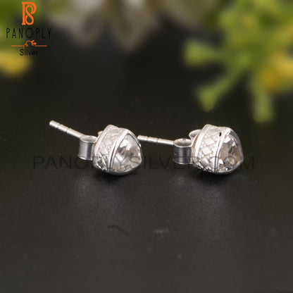 Crystal Quartz Trillion Shape 925 Sterling Silver Earrings