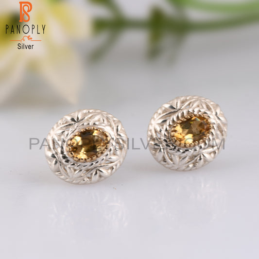 Citrine Oval Shape 925 Sterling Silver Earrings