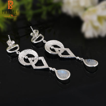 Hypoallergenic Rainbow Moonstone 925 Sterling Silver Earrings