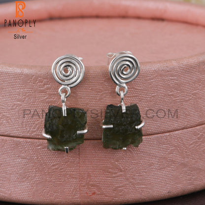 Moldavite 925 Sterling Silver Earrings For Party