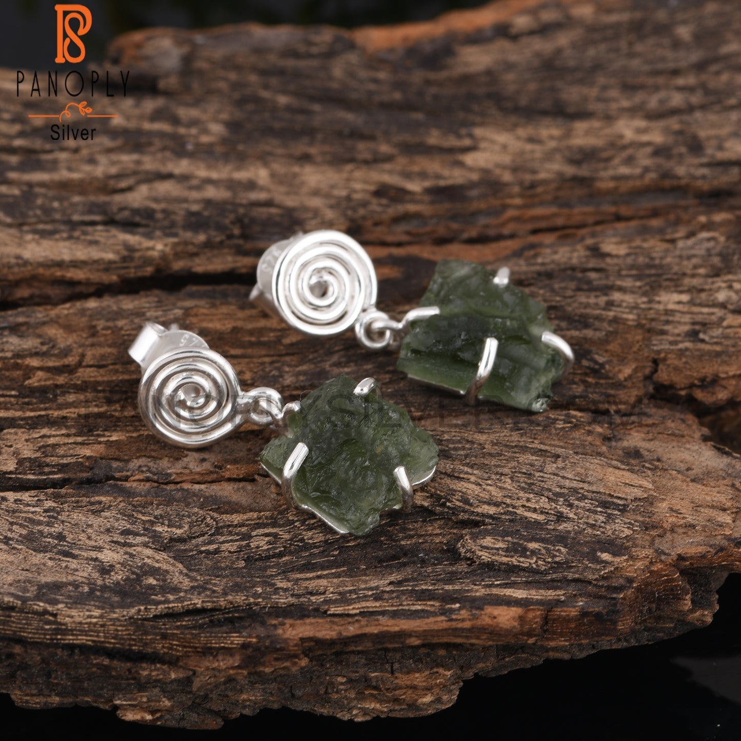 Moldavite 925 Sterling Silver Earrings For Party