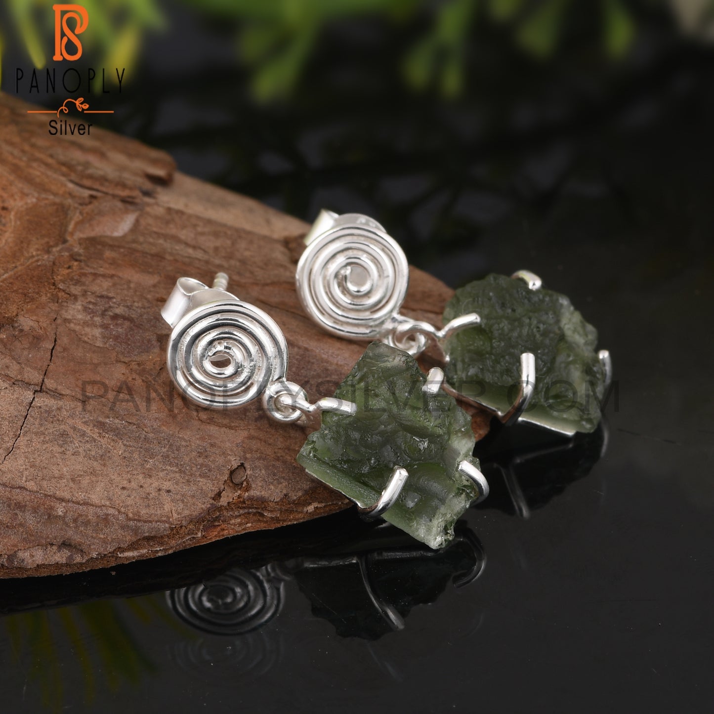 Moldavite 925 Sterling Silver Earrings For Party