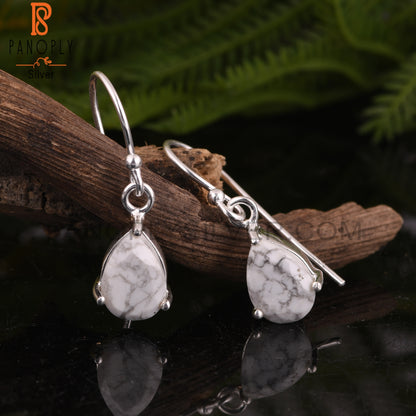 Howlite Pear 925 Sterling Silver Earrings