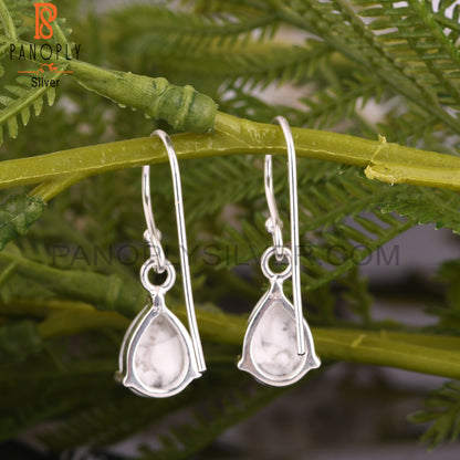 Howlite Pear 925 Sterling Silver Earrings