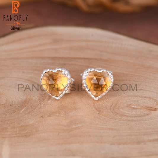 Citrine Heart 925 Sterling Silver Earrings