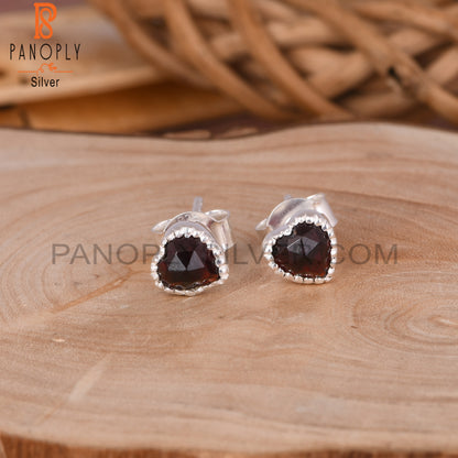 Garnet Heart 925 Sterling Silver Earrings