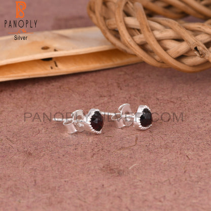 Garnet Heart 925 Sterling Silver Earrings