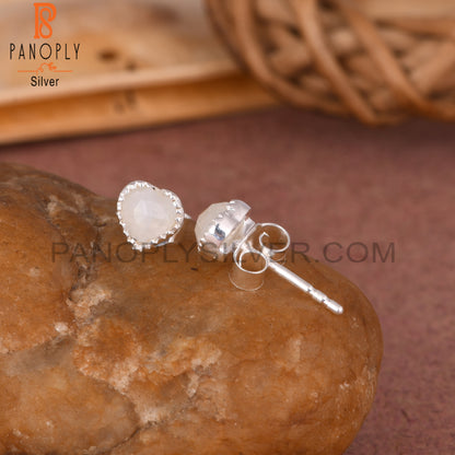 Rainbow Moonstone Heart 925 Sterling Silver Earrings