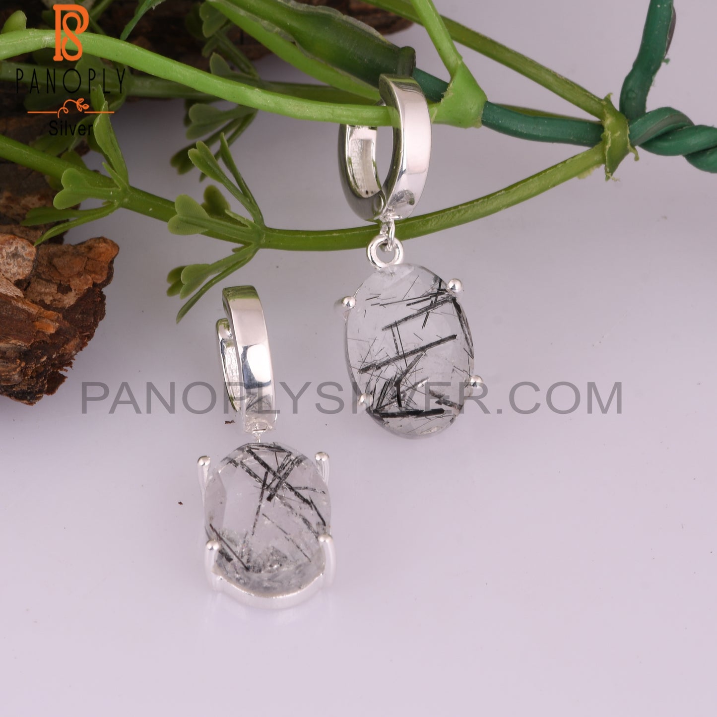 Black Rutile 925 Sterling Silver Handmade Earrings