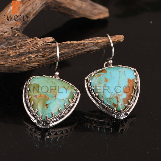 Kingman Turquoise Trillion 925 Sterling Silver Earrings