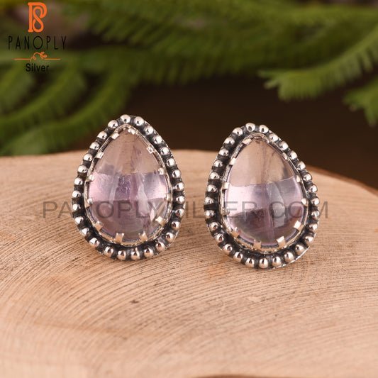 Pink Amethyst Pear 925 Sterling Silver Earrings