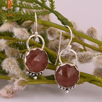 Attractive Strawberry Quartz 925 Silver Earring Gift For Her