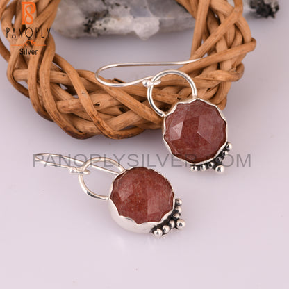 Attractive Strawberry Quartz 925 Silver Earring Gift For Her