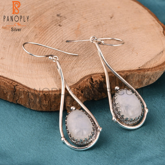 Rainbow Moonstone Earrings 925 Sterling Silver