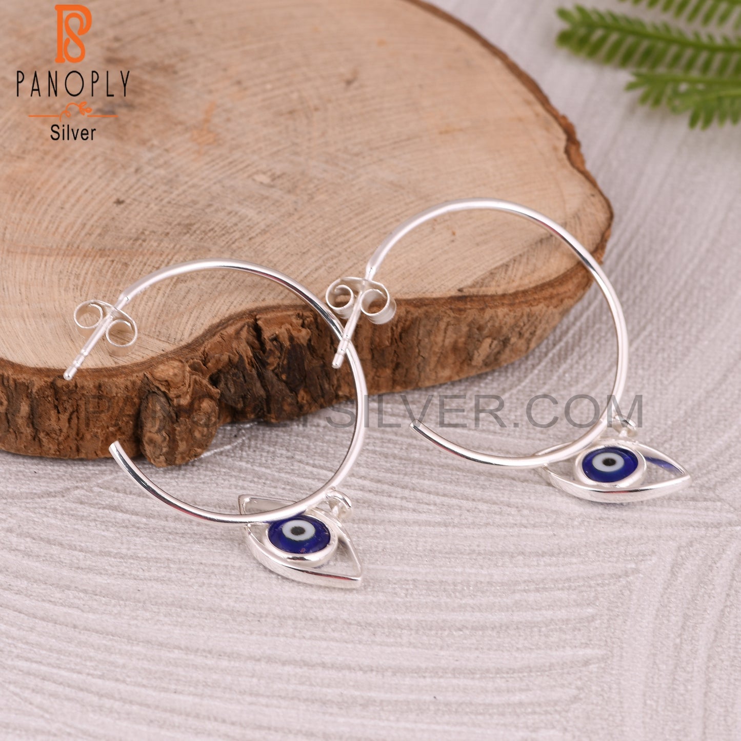 Blue Resin Evil Eye 925 Sterling Silver Earrings