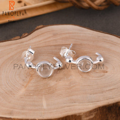 Crystal Quartz Round 925 Sterling Silver Earrings