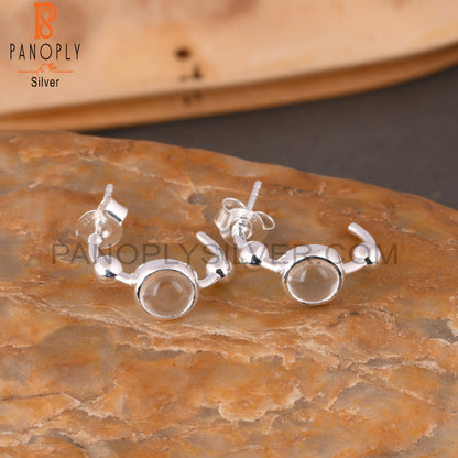 Crystal Quartz Round 925 Sterling Silver Earrings