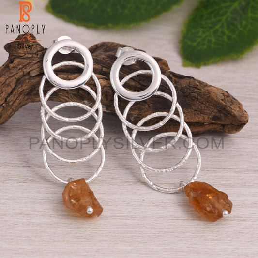 Citrine 925 Sterling Silver Linked Loops Earrings