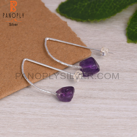 Amethyst Rough 925 Sterling Silver Party Dangle Earrings