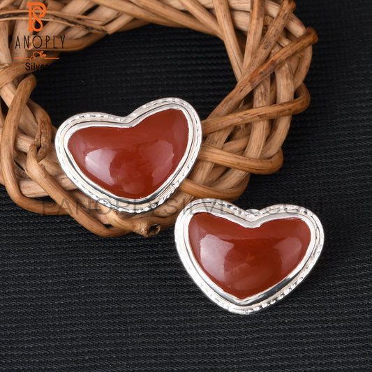 Red Onyx 925 Sterling Silver Heart Shape Earrings