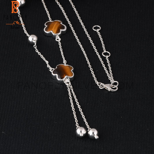 Tiger Eye Yellow Sunflower 925 Silver Beautiful Necklace