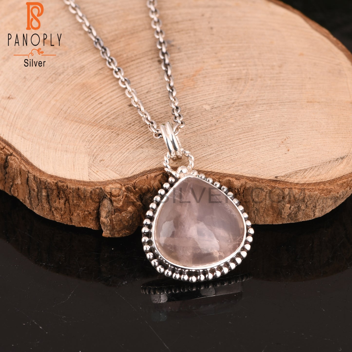 Rose Quartz Heart 925 Sterling Silver Pendant