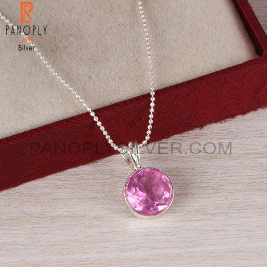 Doublet Kunzite Quartz Round 925 Sterling Silver Pendant