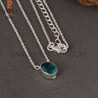 Doublet Santamaria Aquamarine Quartz Silver Chain Link Pendant