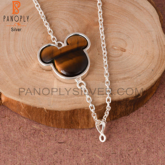 Tiger Eye Yellow Mouse 925 Silver Adjustable Pendant