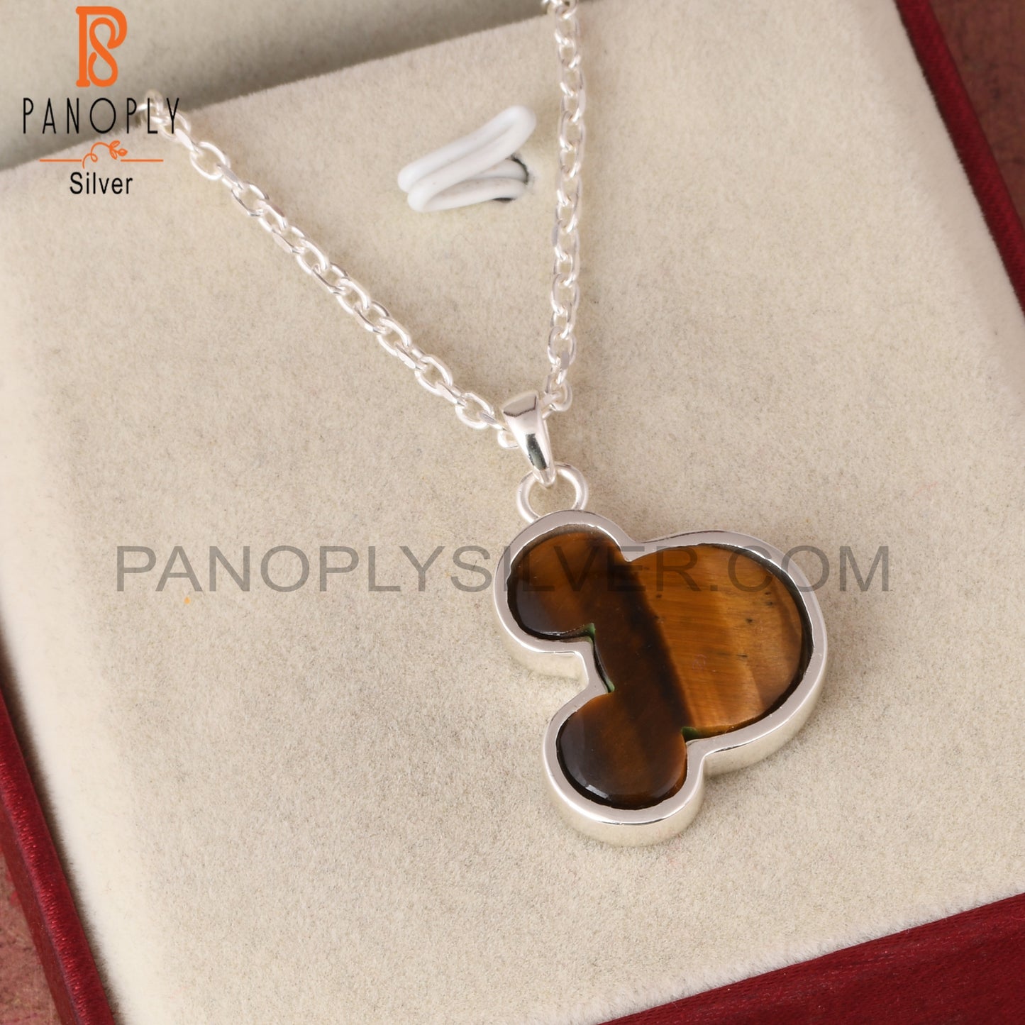 Tiger Eye Yellow Mouse 925 Sterling Silver Pendant