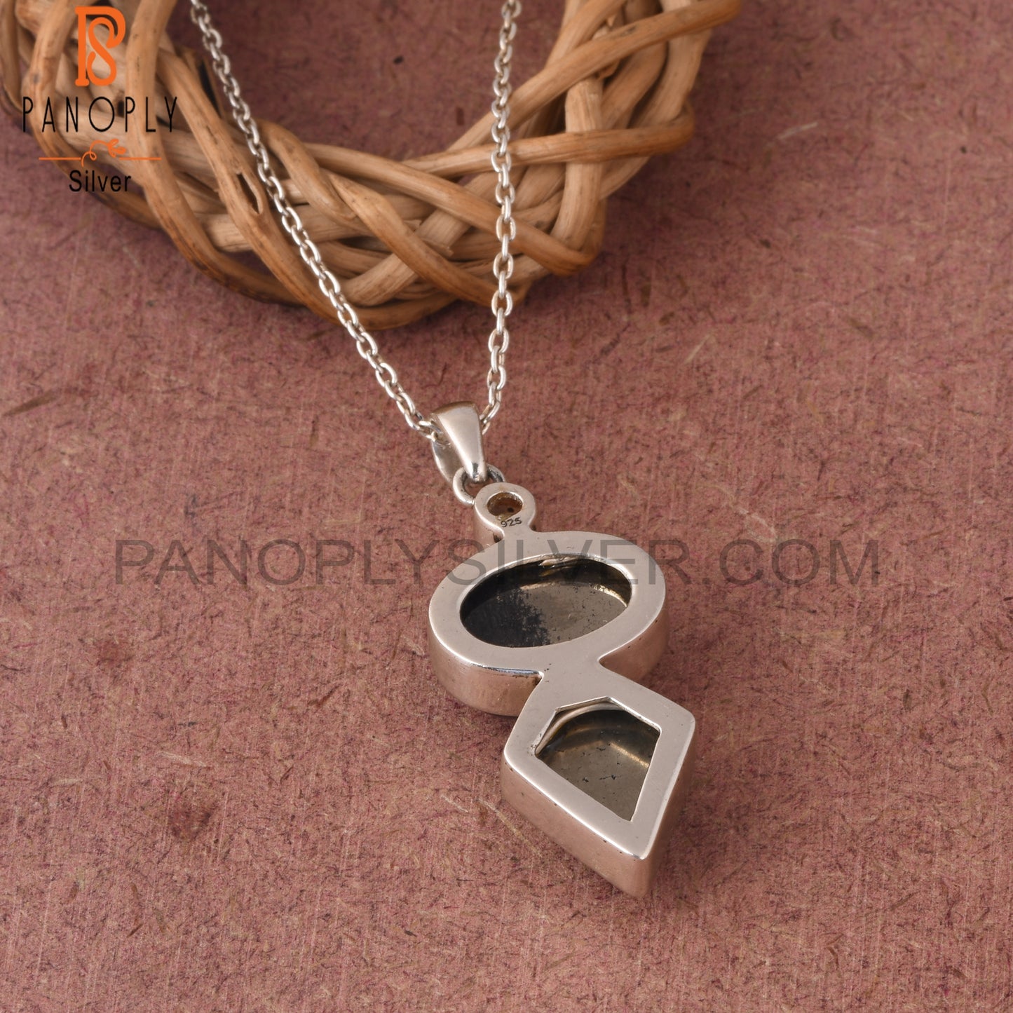 Crystal Quartz Pyrite Apache Gold Crystal 925 Pendant Chain