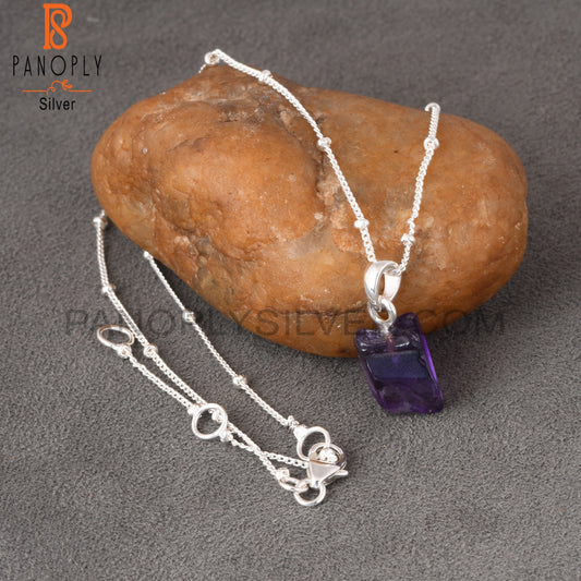 Amethyst 925 Silver Pendant Ball Chain Beautiful Gift For Wife