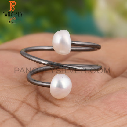 Round Pearl 925 Sterling Silver Ring For Him