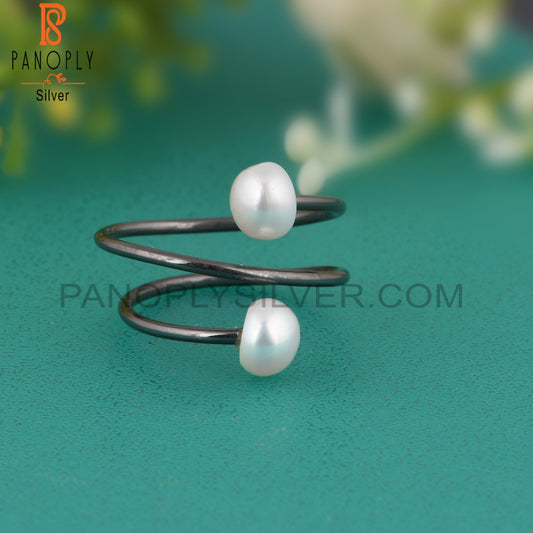 Round Pearl 925 Sterling Silver Ring For Him