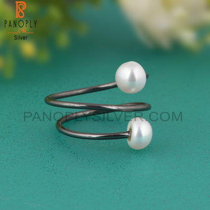 Round Pearl 925 Sterling Silver Ring For Him