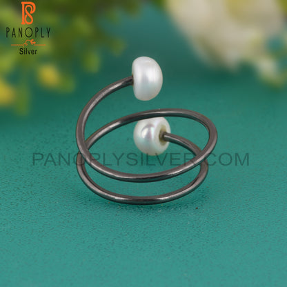 Round Pearl 925 Sterling Silver Ring For Him