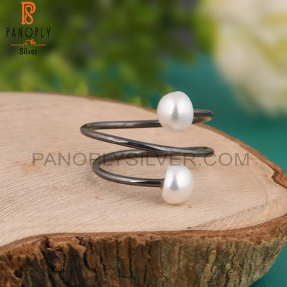 Round Pearl 925 Sterling Silver Ring For Him