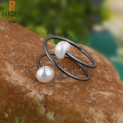 Round Pearl 925 Sterling Silver Ring For Him