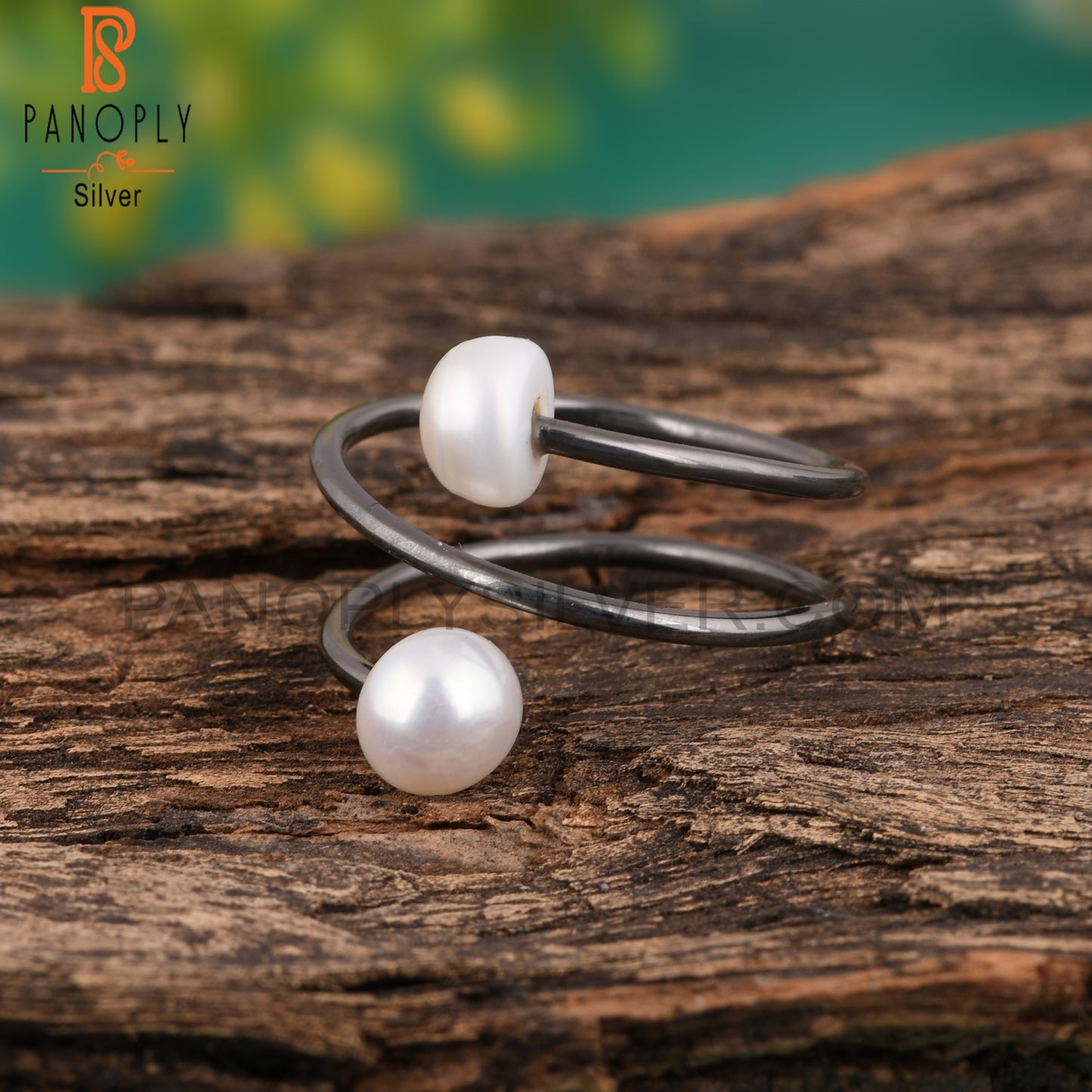 Round Pearl 925 Sterling Silver Ring For Him