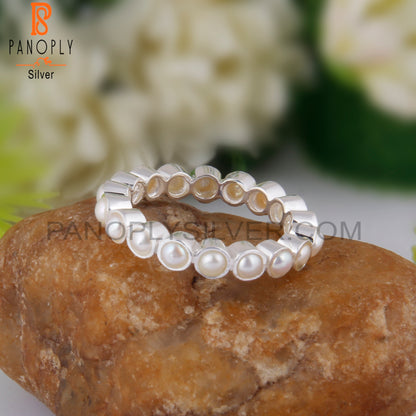 Pretty Rare Pearl Round Shape 925 Sterling Silver Ring