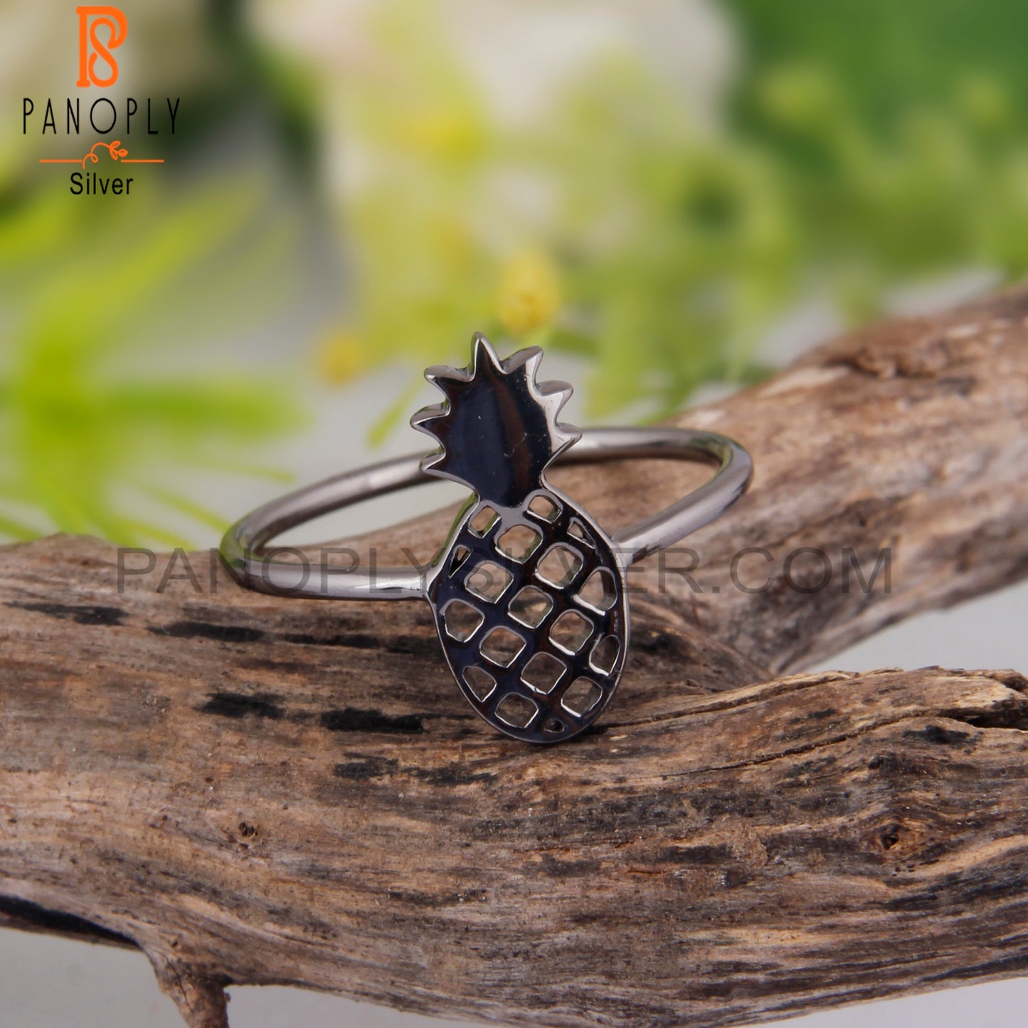 Pineapple Design Oxidized 925 Sterling Silver Ring