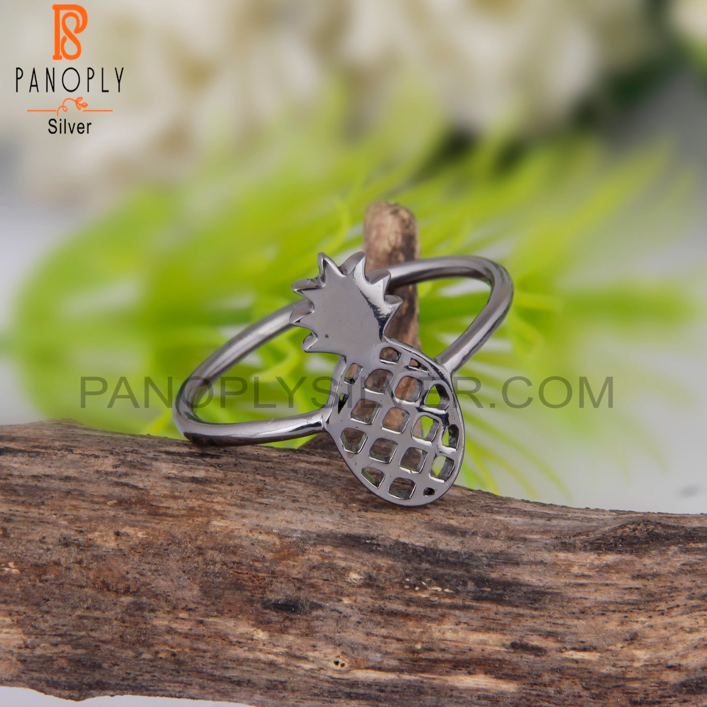 Pineapple Design Oxidized 925 Sterling Silver Ring